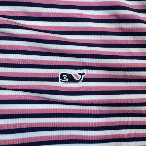 Vineyard Vines Polo Shirt Mens Medium Performance Pink Striped‎ Golf Stretch - Picture 2 of 9